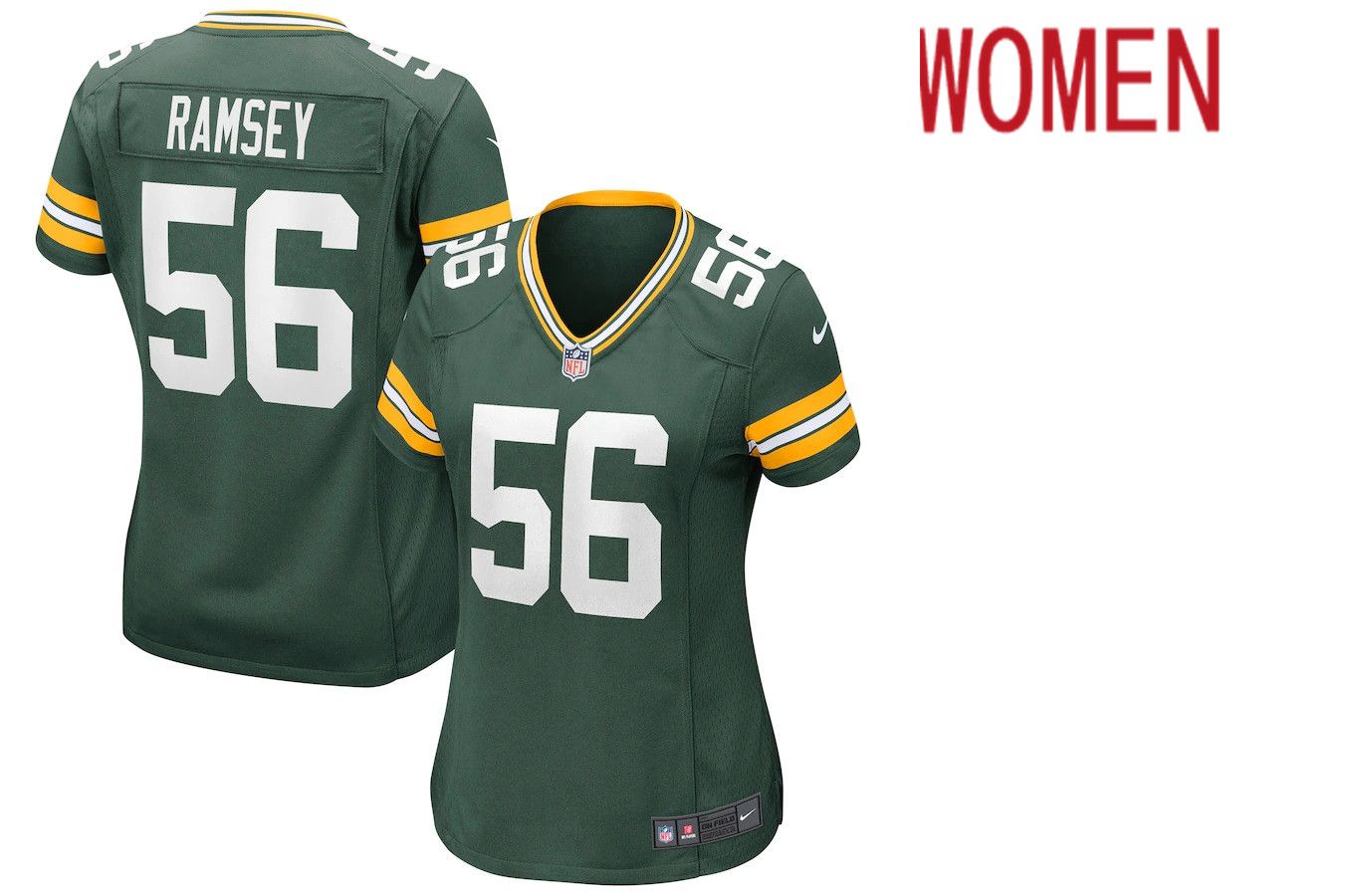 Women Green Bay Packers #56 Randy Ramsey Nike Green Game NFL Jersey->women nfl jersey->Women Jersey